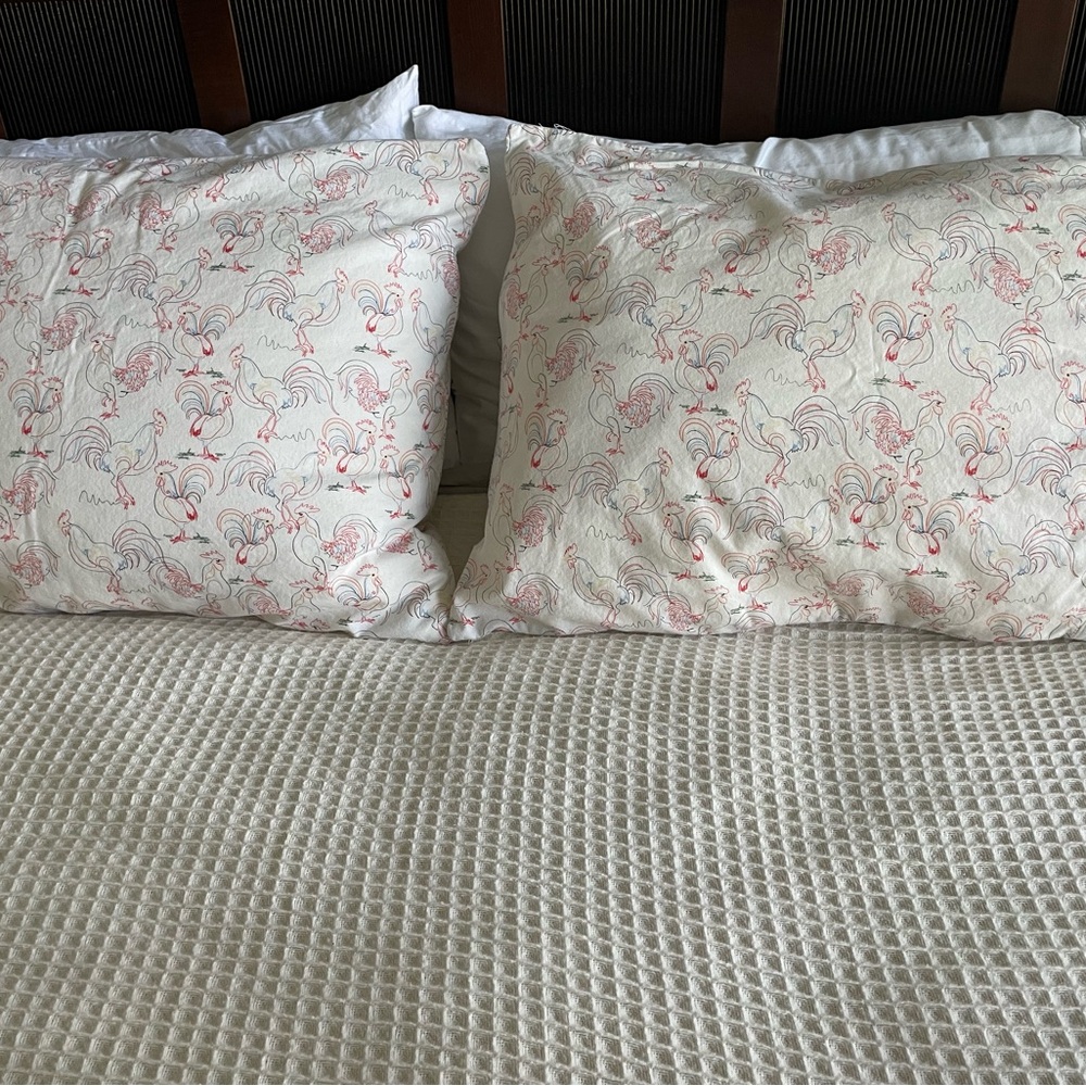 Handmade Rooster Print Pillowcase